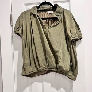 Dries Van Noten Olive Green Relaxed Short-Sleeve Tunic